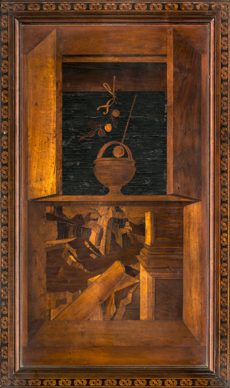 Lignaean Canonical Choir, Inlaid by Giovanni Maria Platina (1484), Superior Stall by Giovanni Maria Platina