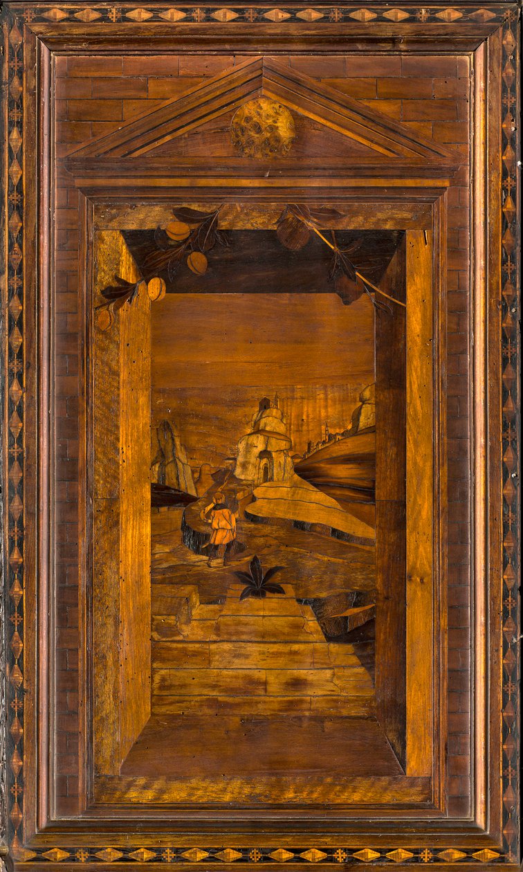 Lignaean Canonical Choir, Inlaid by Giovanni Maria Platina (1484), Superior Stall by Giovanni Maria Platina