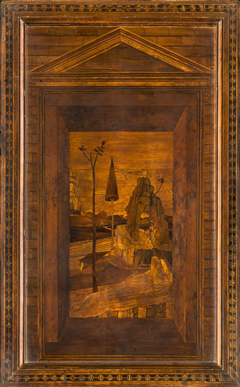 Lignaean Canonical Choir, Inlaid by Giovanni Maria Platina, Superior Stall by Giovanni Maria Platina