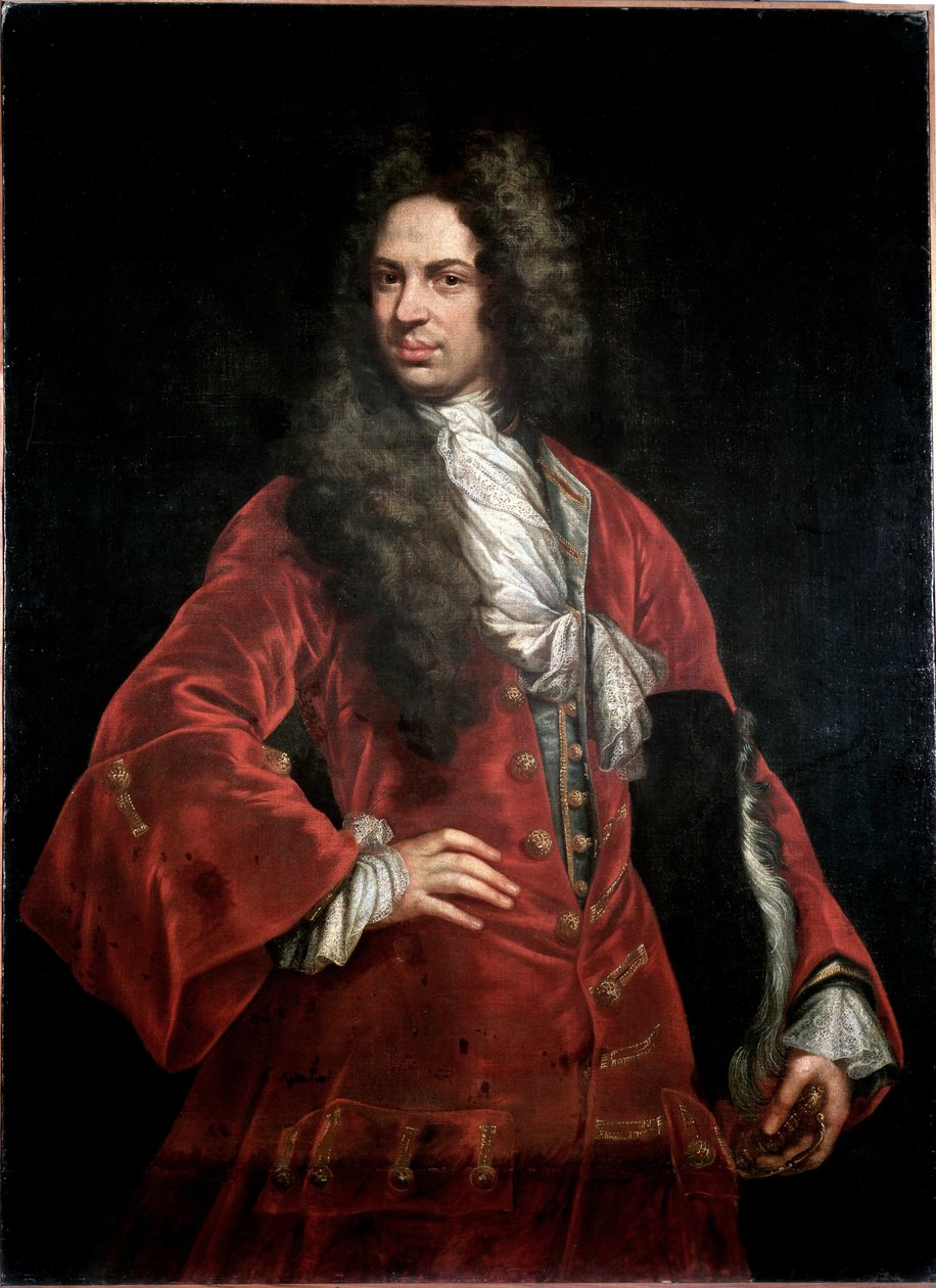 Portrait of a Gentleman in Red Costume by Giovanni Maria delle called Mulinaretto Piane