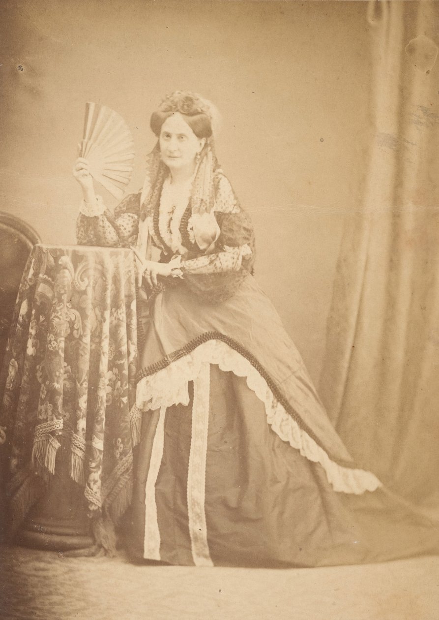 La Comtesse at Table Holding Fan, 1860s by Giovanni Morotti