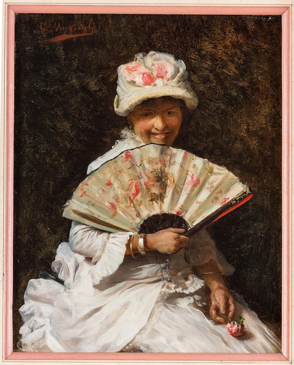 Lady with Fan by Giovanni Muzzioli