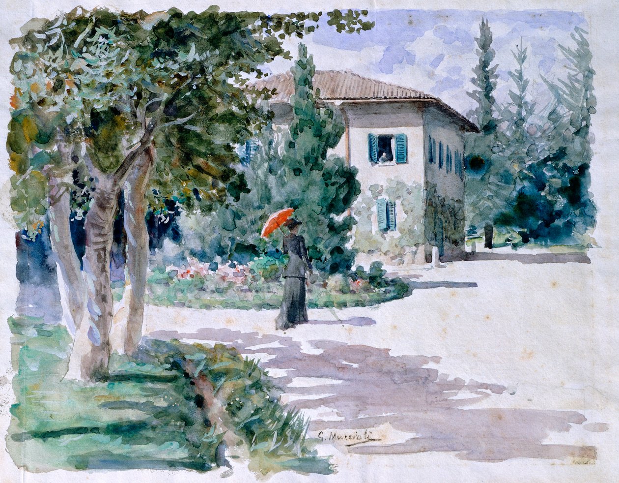 Red umbrella by Giovanni Muzzioli