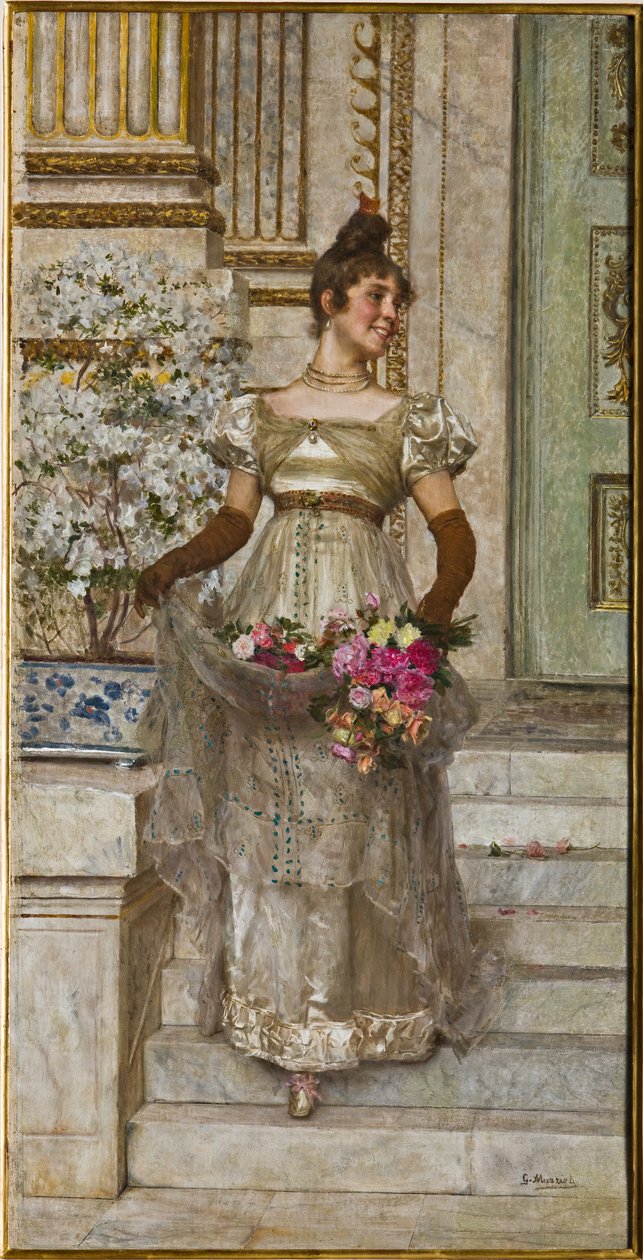 Woman coming down the stairs by Giovanni Muzzioli