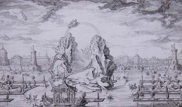 Fireworks to Celebrate the Birth of the Dauphin, engraved by Jean Dumont by Giovanni Niccolo (after) Servandoni
