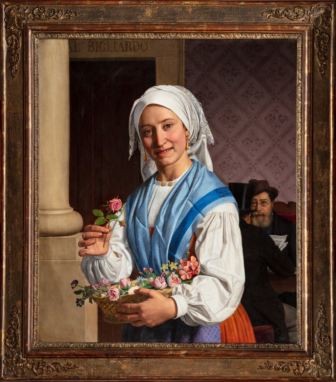 Girl with a Basket, Inside the Billiard Room by Giovanni Pagliarini