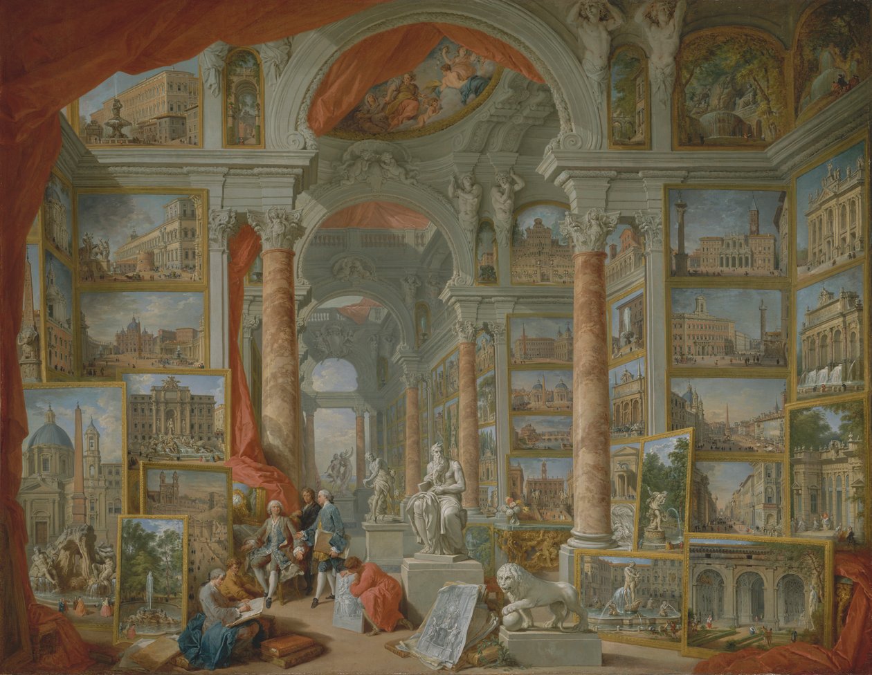 Picture gallery with views of modern Rome by Giovanni Paolo Panini