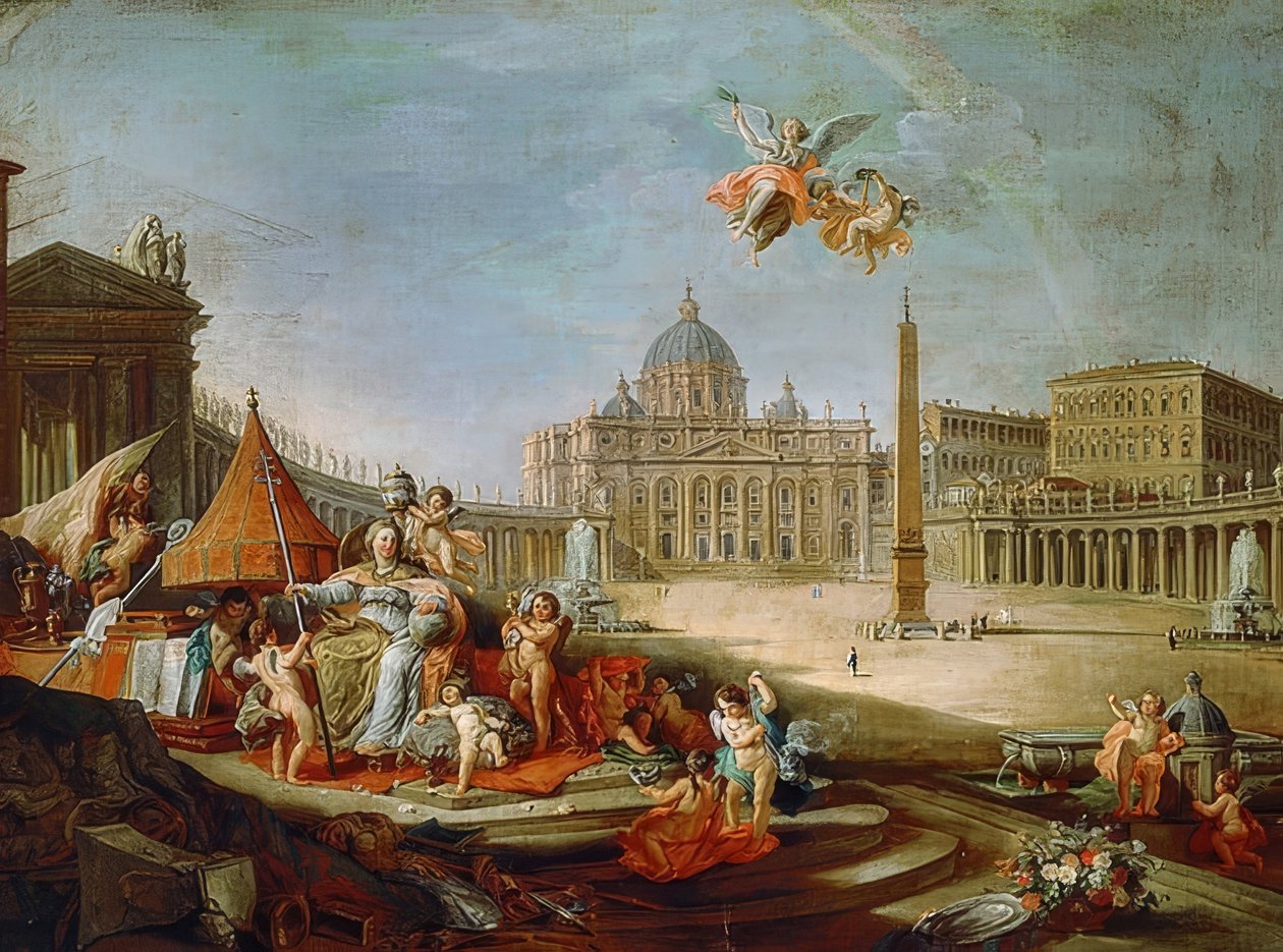 Piazza San Pietro, Rome with Triumph of the Papacy. 1757 by Giovanni Paolo Pannini