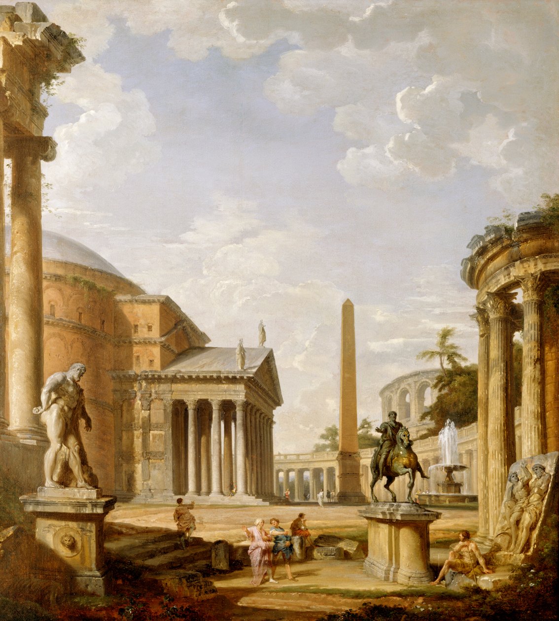 Capriccio of Roman ruins with the Pantheon by Giovanni Paolo Pannini