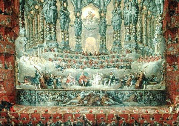 Concert given by Cardinal de La Rochefoucauld at the Argentina Theatre in Rome, in Celebration of the Marriage of Louis the Dauphin son of Louis XV, to Marie-Josephe of Saxony by Giovanni Paolo Pannini