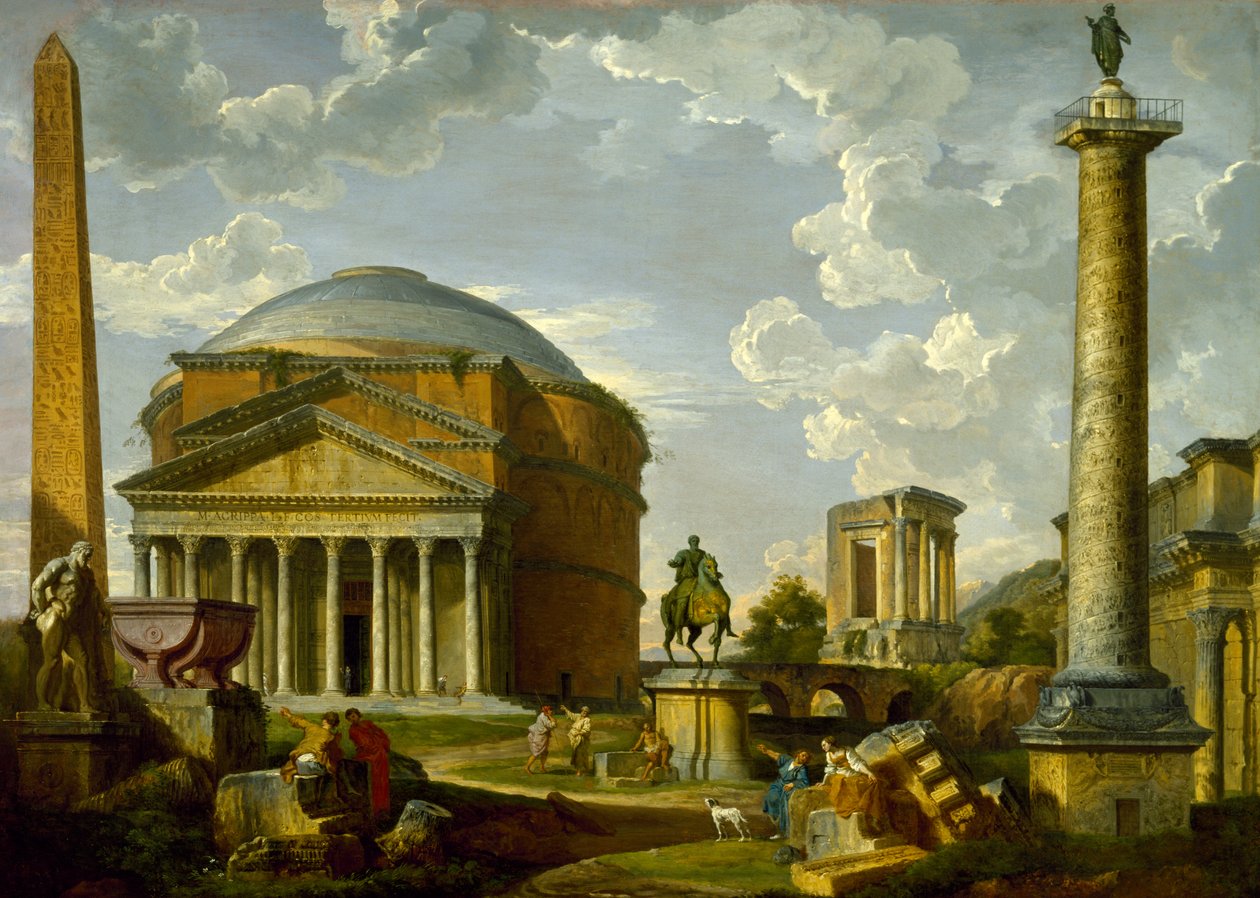 Fantasy View with the Pantheon and other Monuments of Ancient Rome by Giovanni Paolo Pannini
