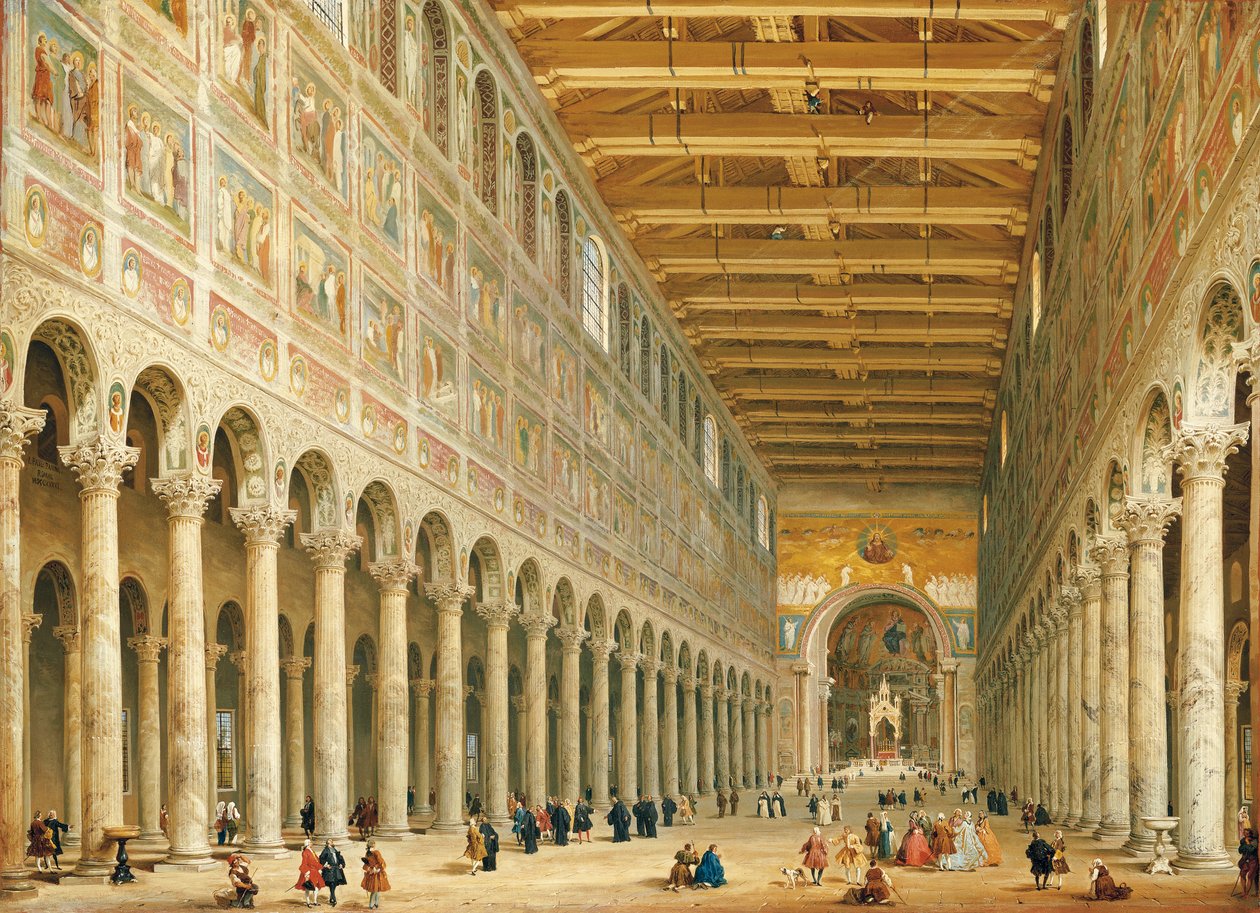 Interior of San Paolo Fuori le Mura, Looking Towards the Altar by Giovanni Paolo Pannini