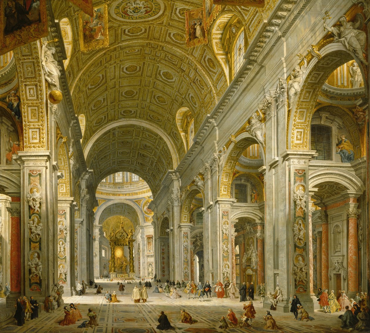 Interior of St. Peters, Rome, 1750 by Giovanni Paolo Pannini