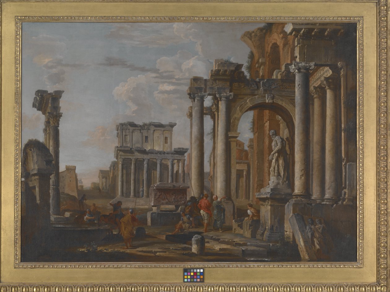 Ruins With The Temple Of Antoninus And Faustina by Giovanni Paolo Pannini