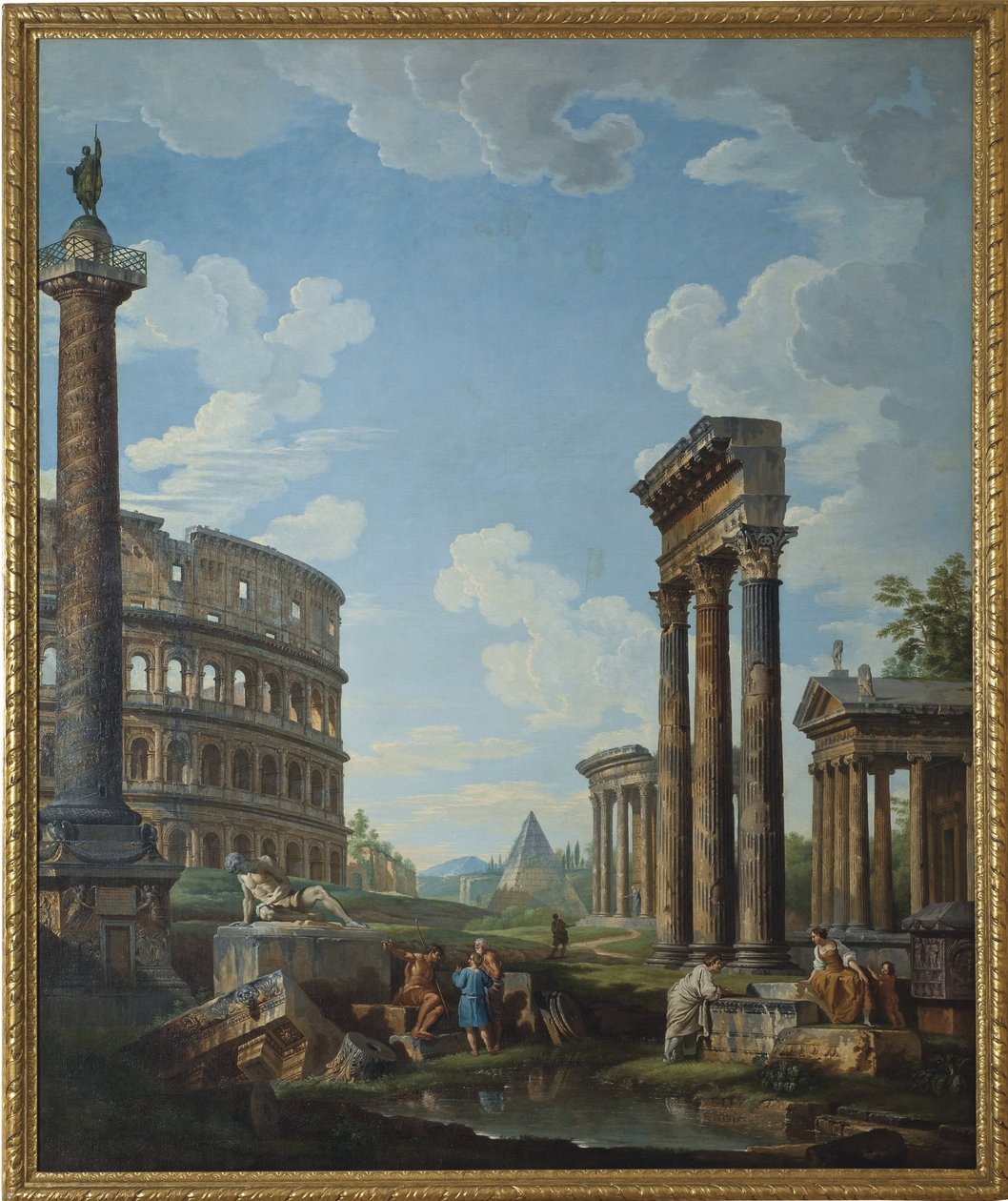 Capriccio with Figures among Roman Ruins by Giovanni Paolo Pannini