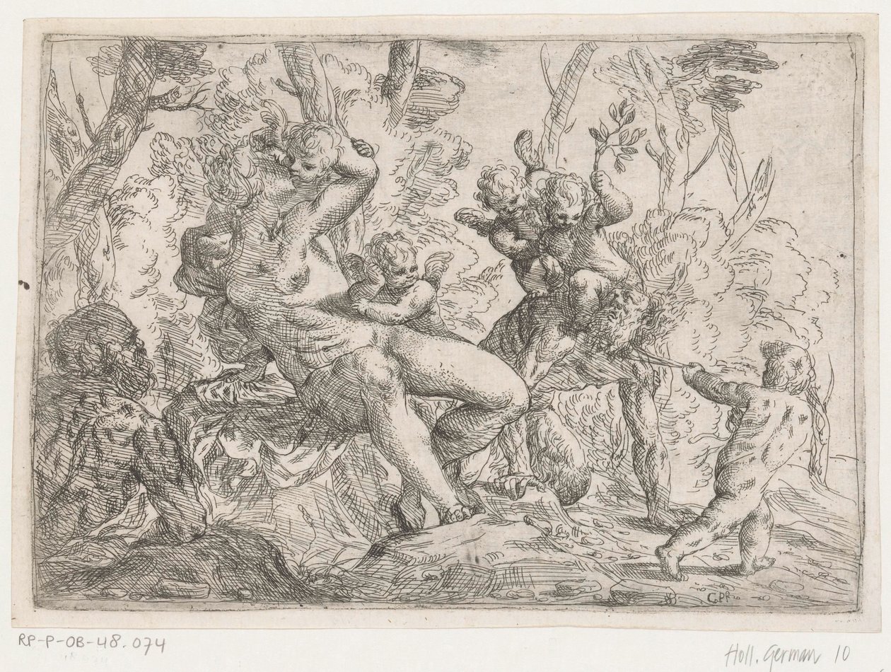 A Satyr Captured by Putti and Venus by Giovanni Pietro Possenti