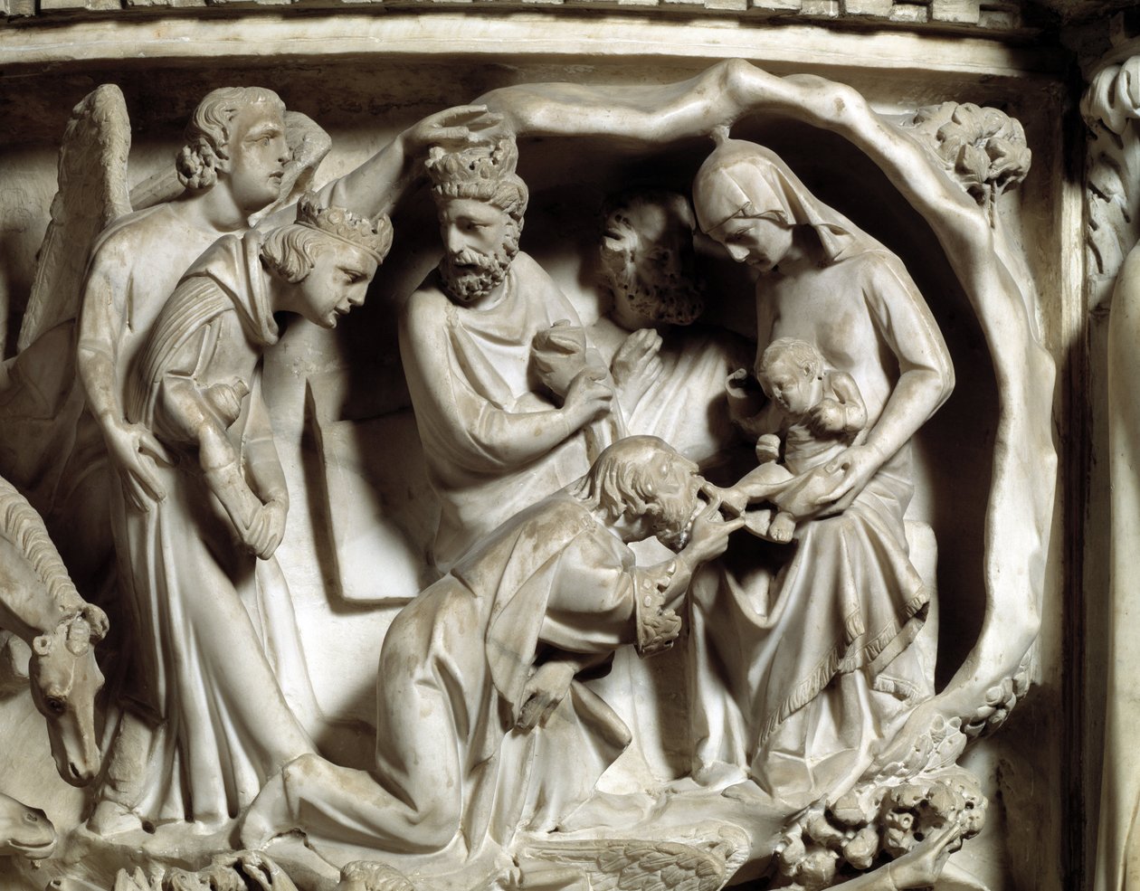 Detail of the Reliefs of the Chair by Giovanni Pisano: The Adoration of the Magi (detail) by Giovanni Pisano