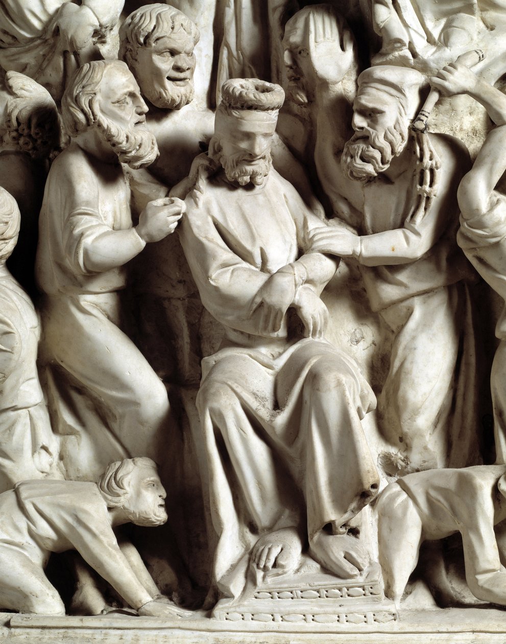 Detail of the Reliefs of the Chair by Giovanni Pisano: Jesus Mocked (Detail) by Giovanni Pisano