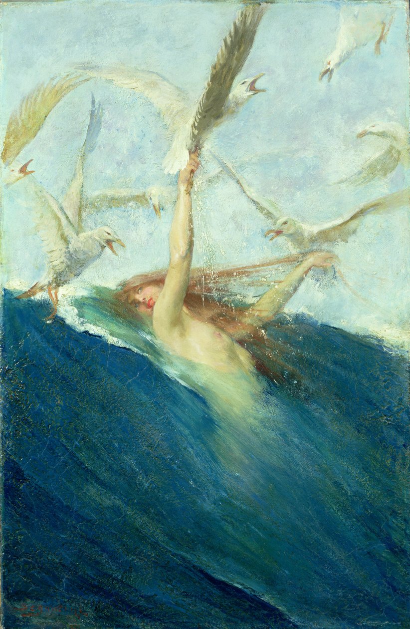 A Mermaid Being Mobbed by Seagulls by Giovanni Segantini