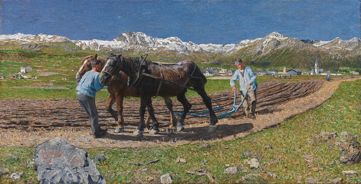 Plowing by Giovanni Segantini