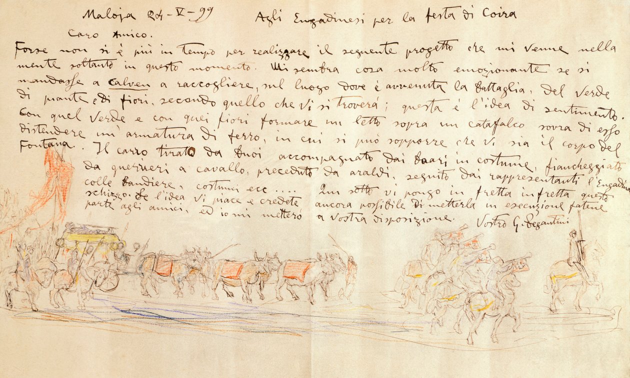 Sketch for Procession of Feast of Calven Coira by Giovanni Segantini