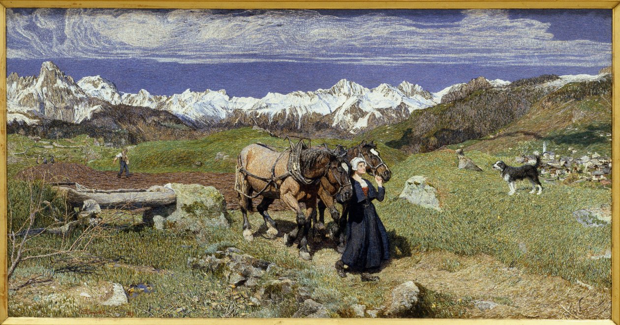 The Alps mountains in spring by Giovanni Segantini
