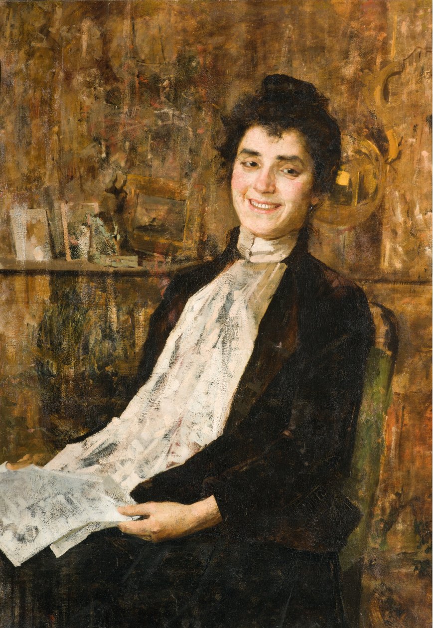 Portrait of His Wife Luisa by Giovanni Sottocornola