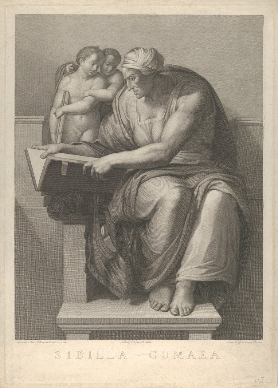 The Cumaean Sibyl after the fresco by Michelangelo in the Sistine Chapel, 1784-90 by Giovanni Volpato
