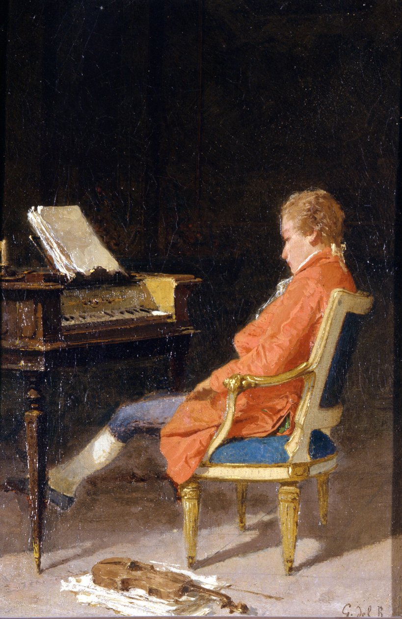 Portrait of Wolfgang Amadeus Mozart at the Piano by Giovanni del Re