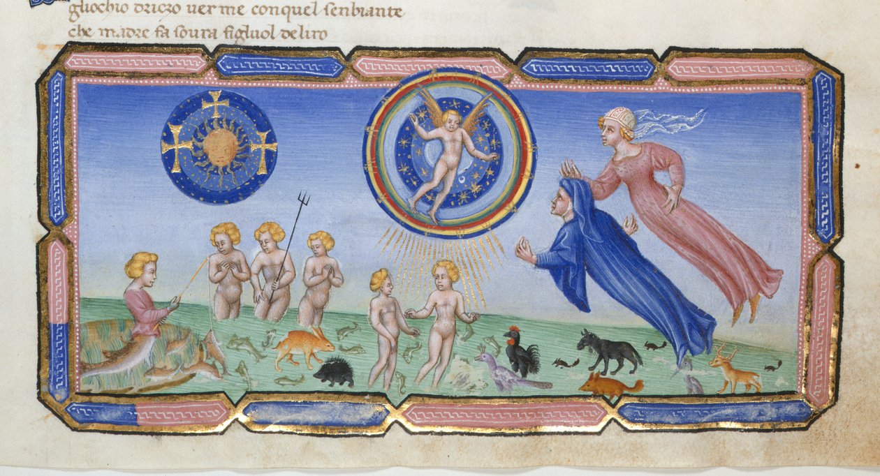 Dante and Beatrice Witness the Spheres and Crosses, the Spheres of the Heavens with Love, a Fishing Mermaid, and Creatures in the Sea of Being, from 