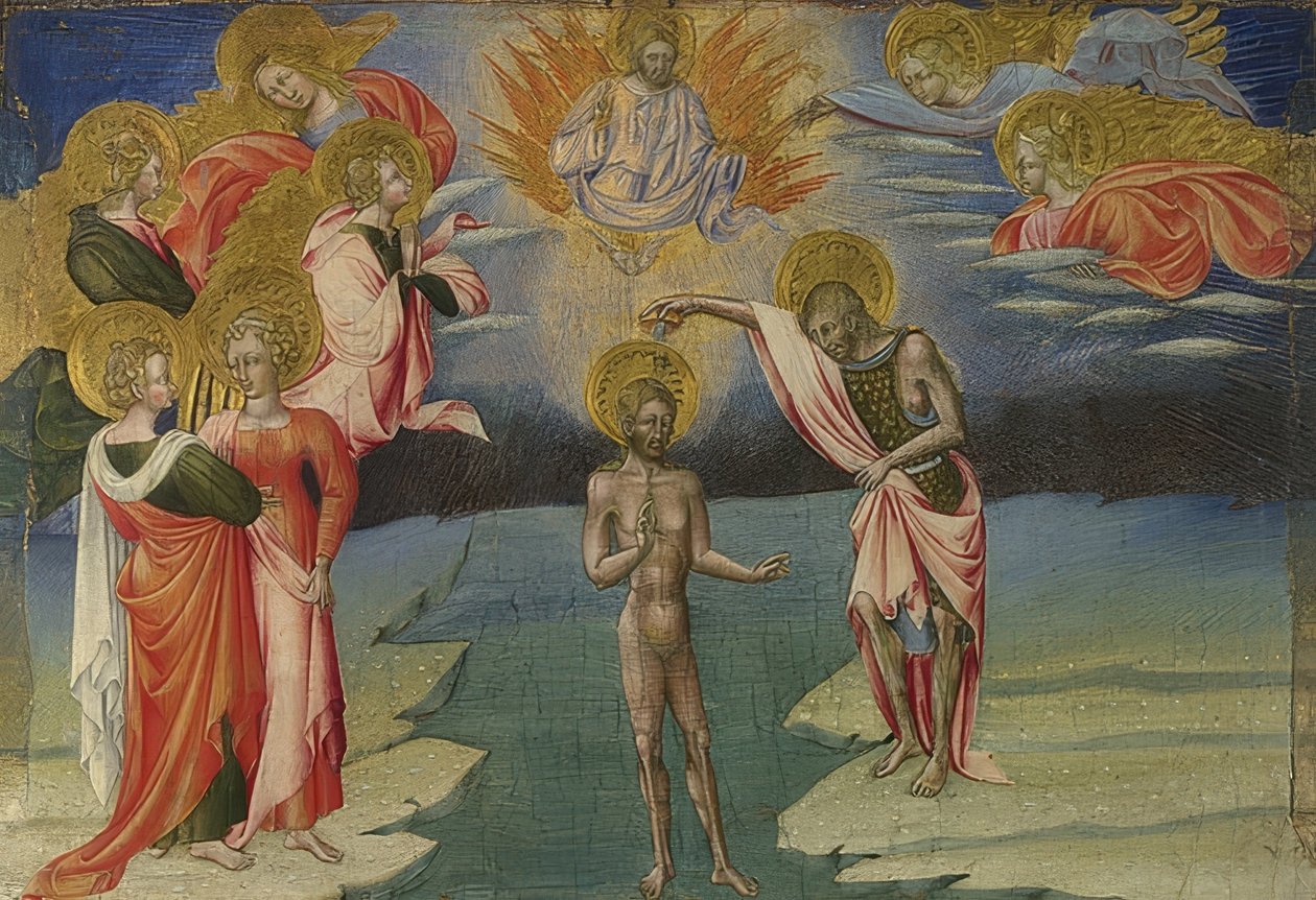 The Baptism of Christ (Predella) by Giovanni di Paolo