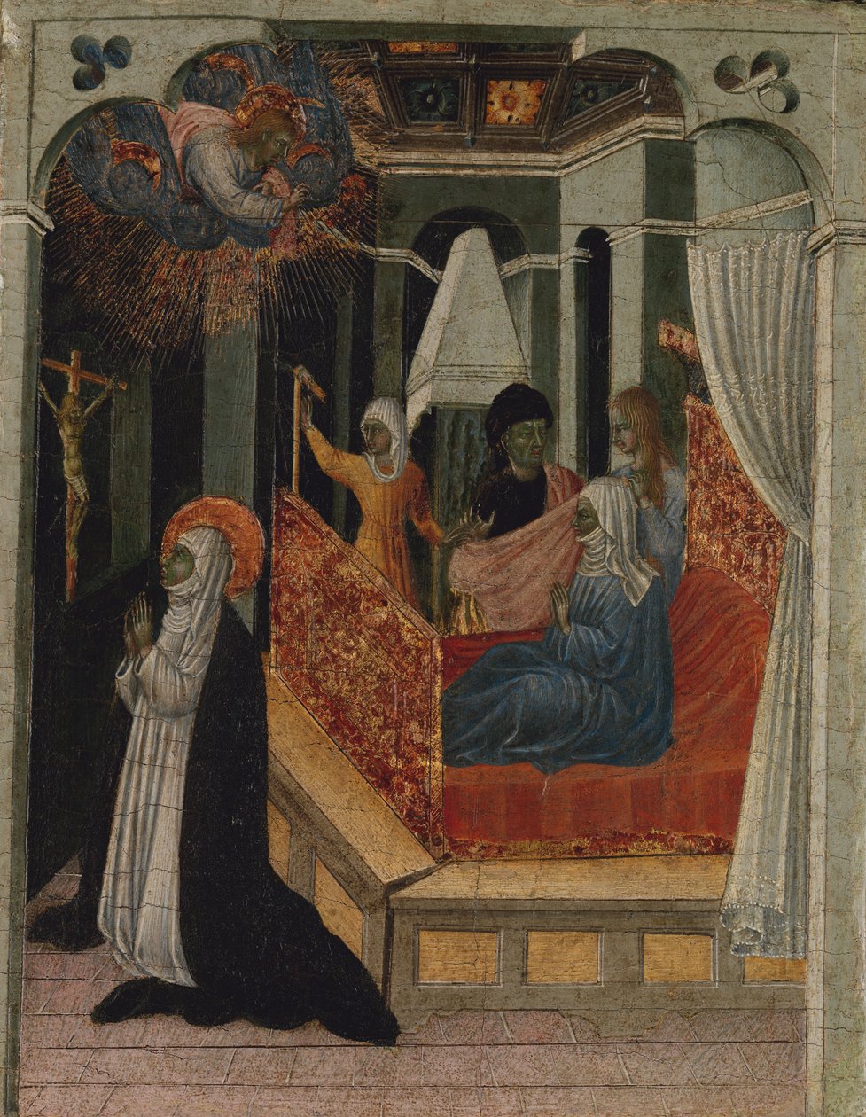 Saint Catherine of Siena Beseeching Christ to Resuscitate Her Mother by Giovanni di Paolo