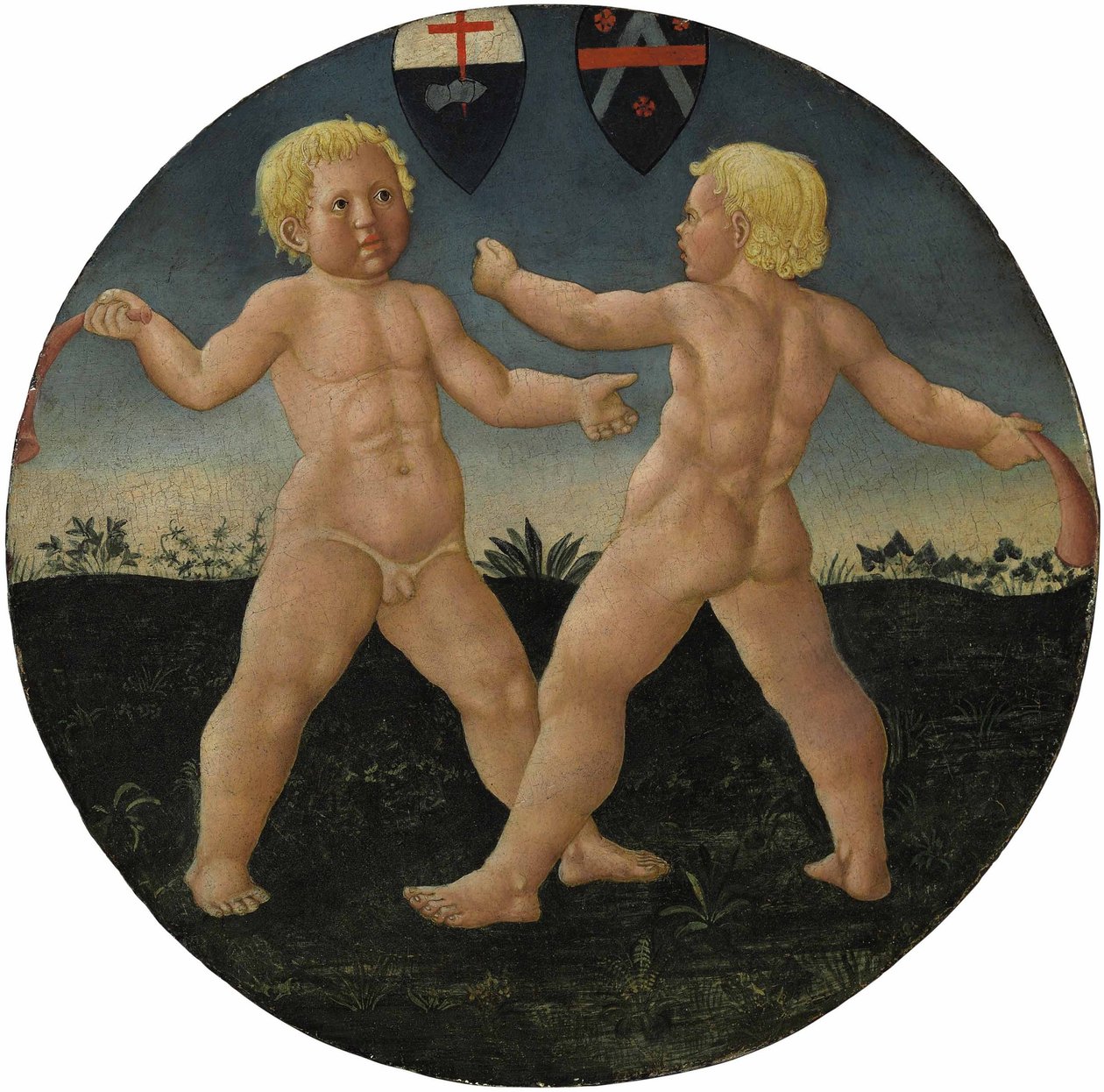 Desco da parto: Two boys at play by Giovanni Di Ser Giovanni Guidi