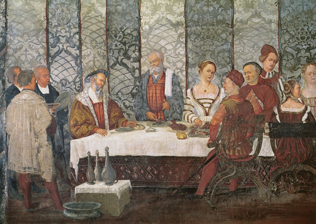 Banquet Given by Bartolomeo Colleoni for King Christian I of Denmark, 1520-30 (detail) by Girolamo Romanino