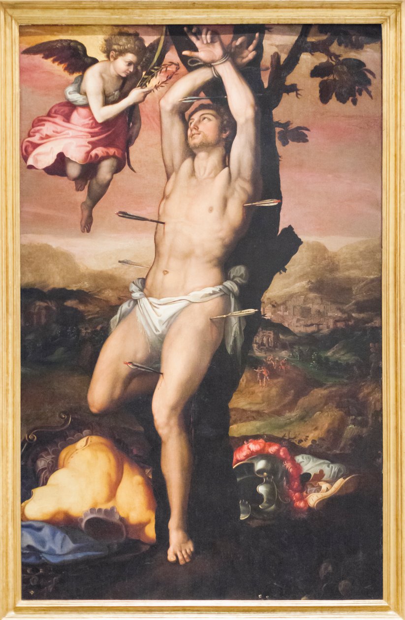 Saint Sebastian Receives the Crown and Palm of Martyrdom by Girolamo (1521 c.1580) Siciolante