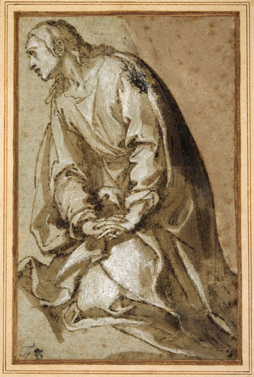 A young saint kneeling in prayer by Girolamo (circle of) Muziano
