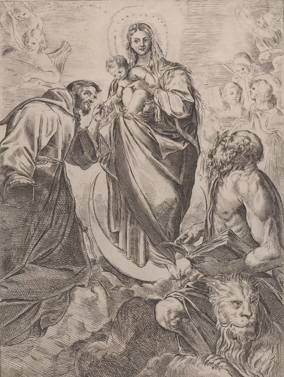 The Virgin with Saints Jerome and Francis by Girolamo Rossi