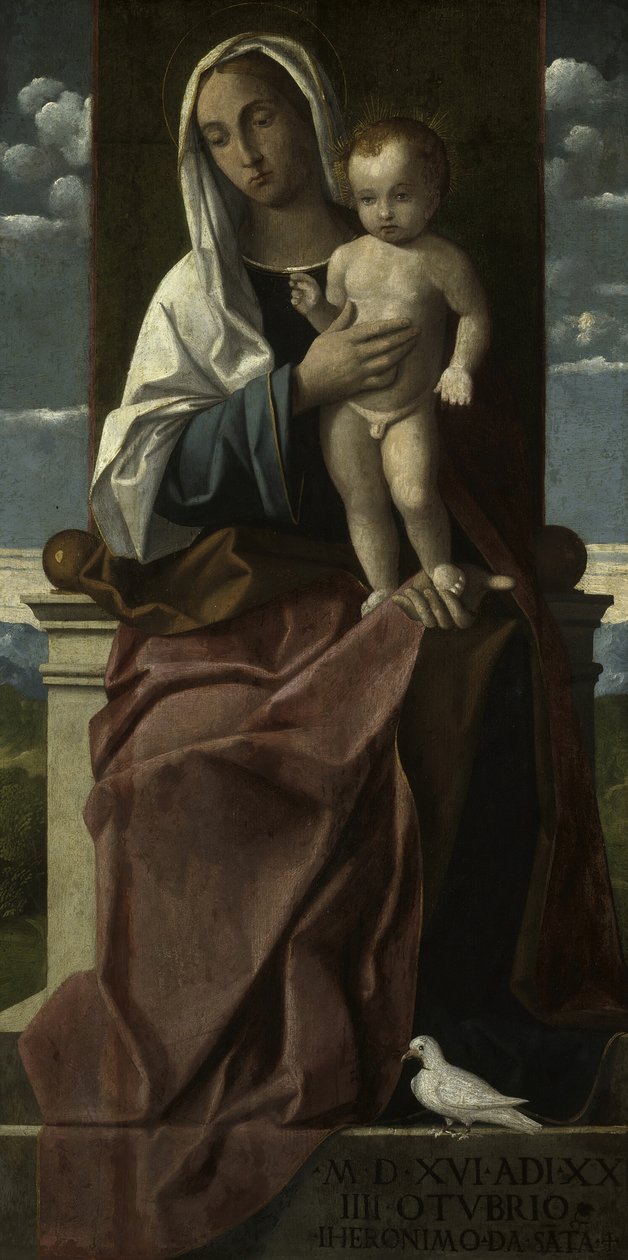 Virgin and Child Enthroned, 1516 by Girolamo da Santacroce