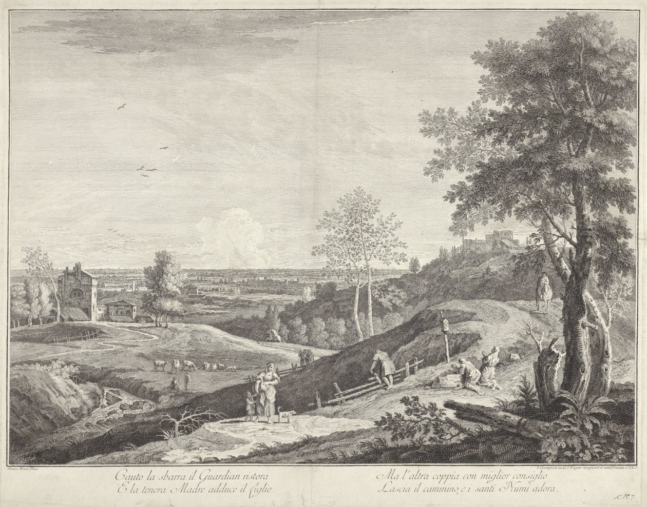 Landscape with Shepherds and Pilgrims by Giuliano Giampiccoli