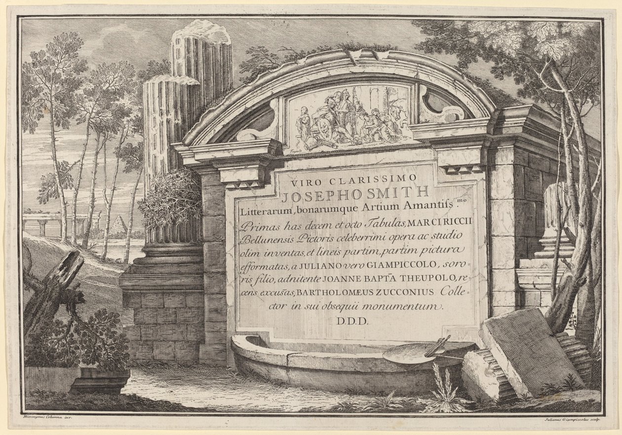 Classical Ruins in a Landscape: Frontispiece by Giuliano Giampiccoli and Giovanni Battista Tiepolo