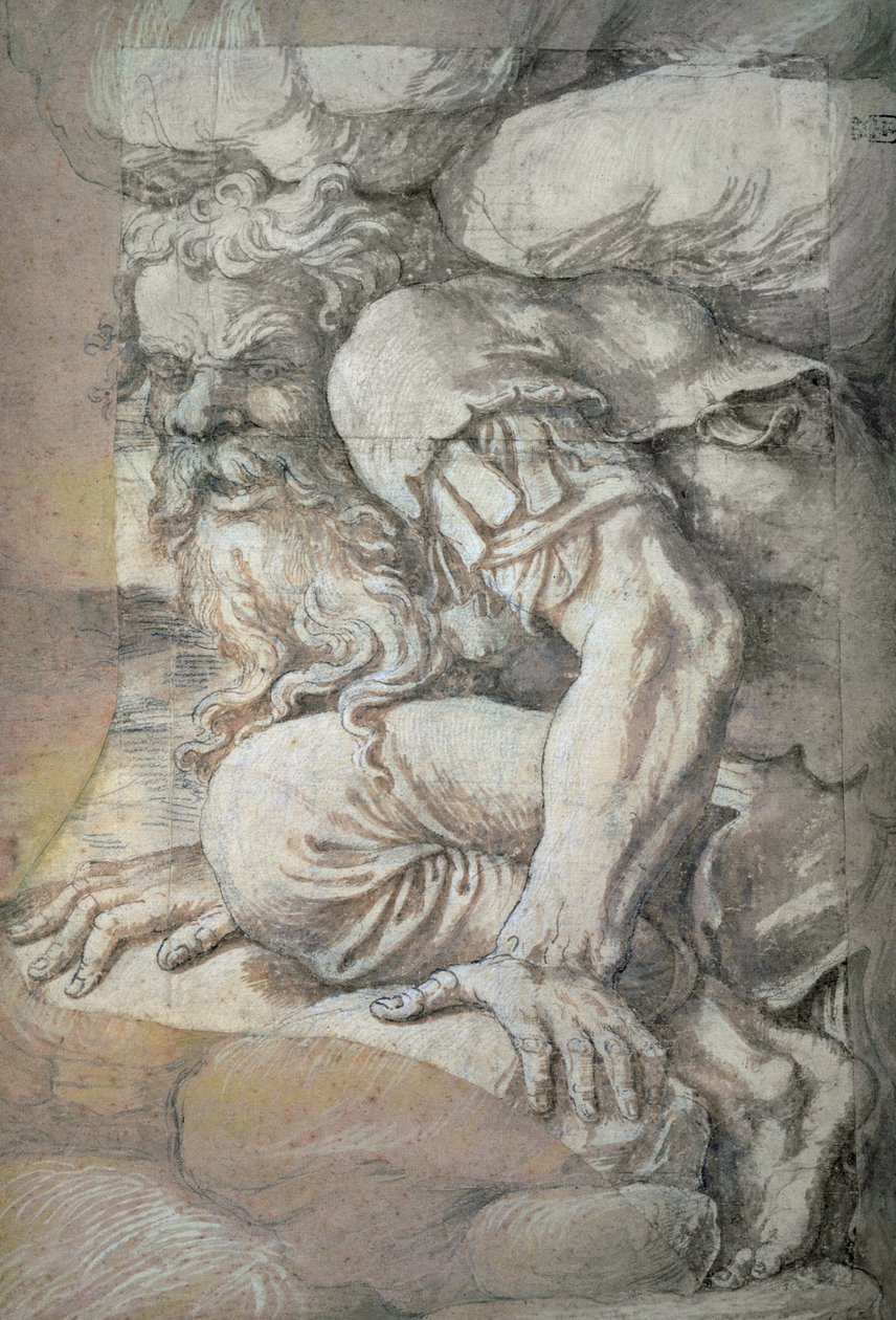 Giant, sketch for the fresco of the Fall of the Giants, Palazzo del Te, Mantua, 1531-32 by Giulio Romano
