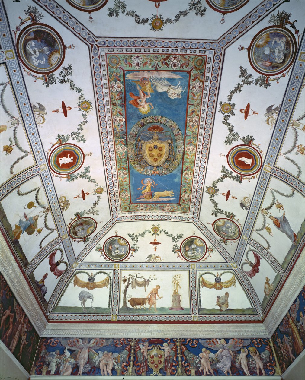 Camera con Fregio di Amorini, Ceiling (detail) by Giulio Romano