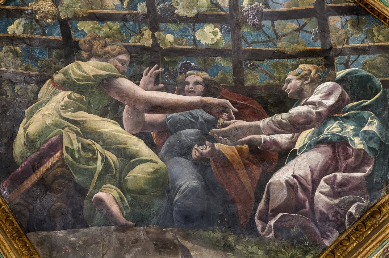 Young women and grapes, Chamber of Cupid and Psyche (detail) by Giulio (and workshop) Romano