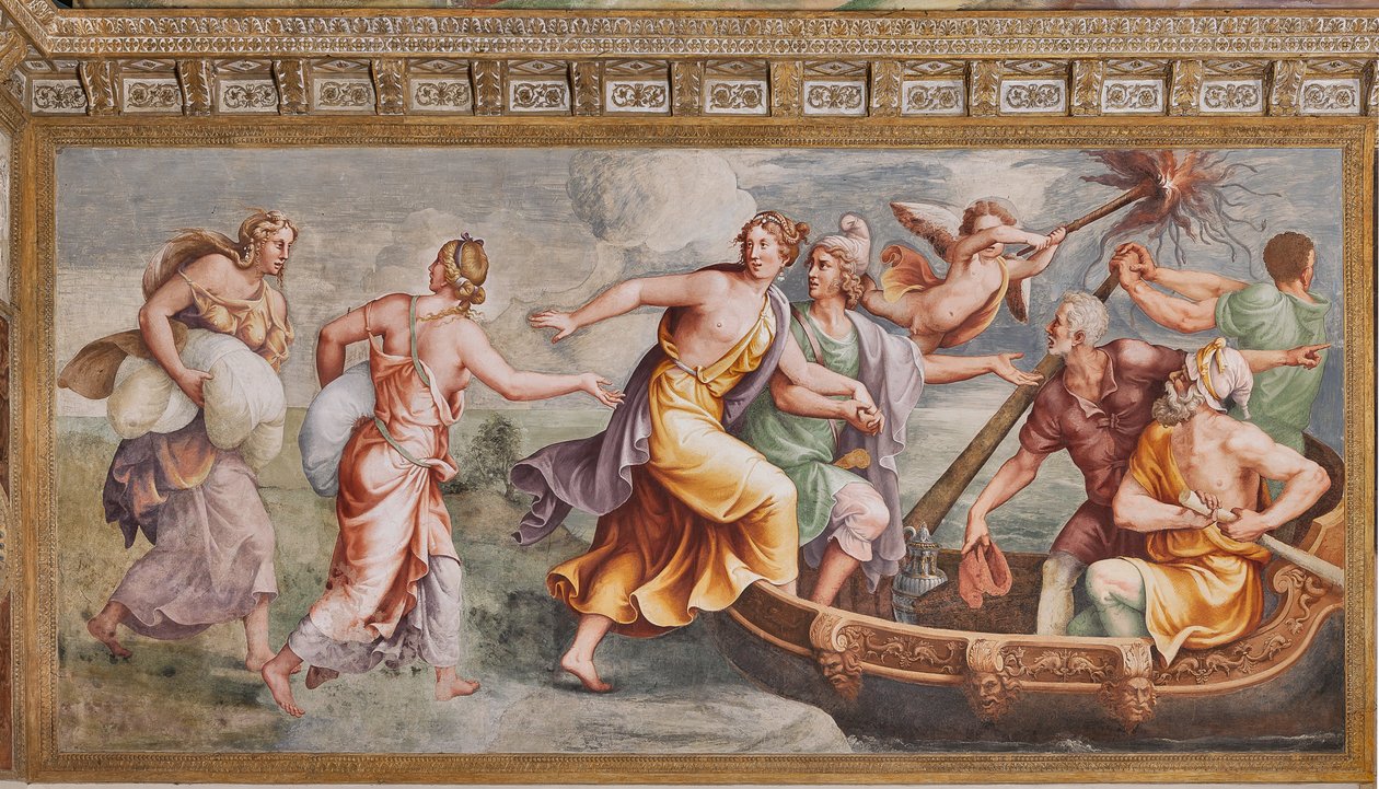 The Abduction of Helen, The Trojan Horse, Chamber of Troy (Sala di Troia) by Giulio (and workshop) Romano