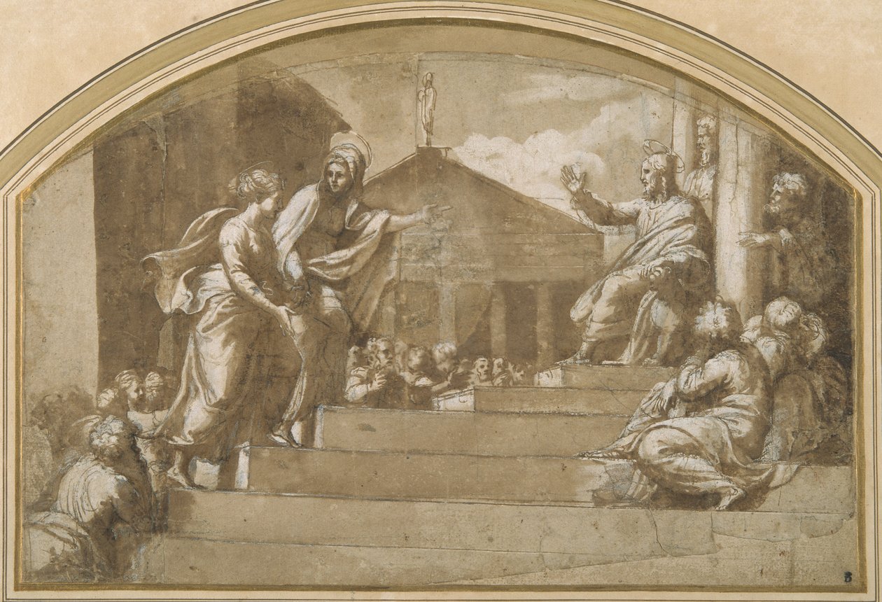 Martha Bringing Mary Magdalene to Christ by Giulio (attr. to) Romano