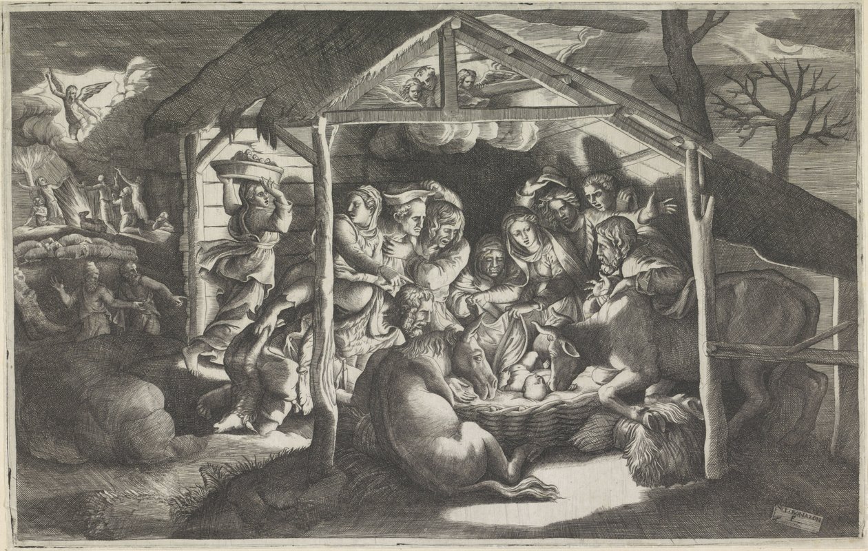 Adoration by the Shepherds by Giulio Bonasone