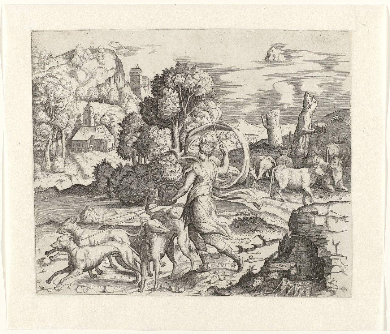 Diana Hunting by Giulio Bonasone