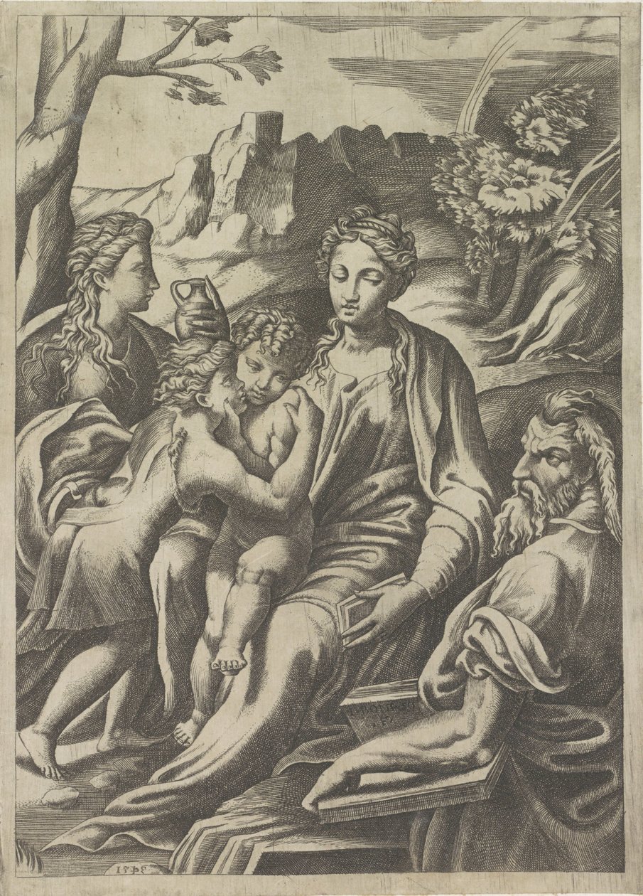 Holy Family with Young John the Baptist and Mary Magdalene by Giulio Bonasone
