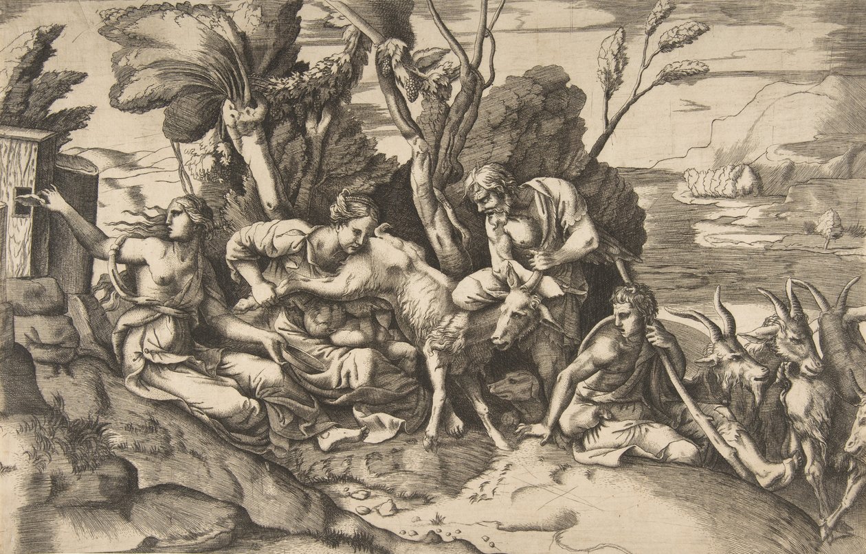 Jupiter Suckled by the Goat Amalthea by Giulio Bonasone
