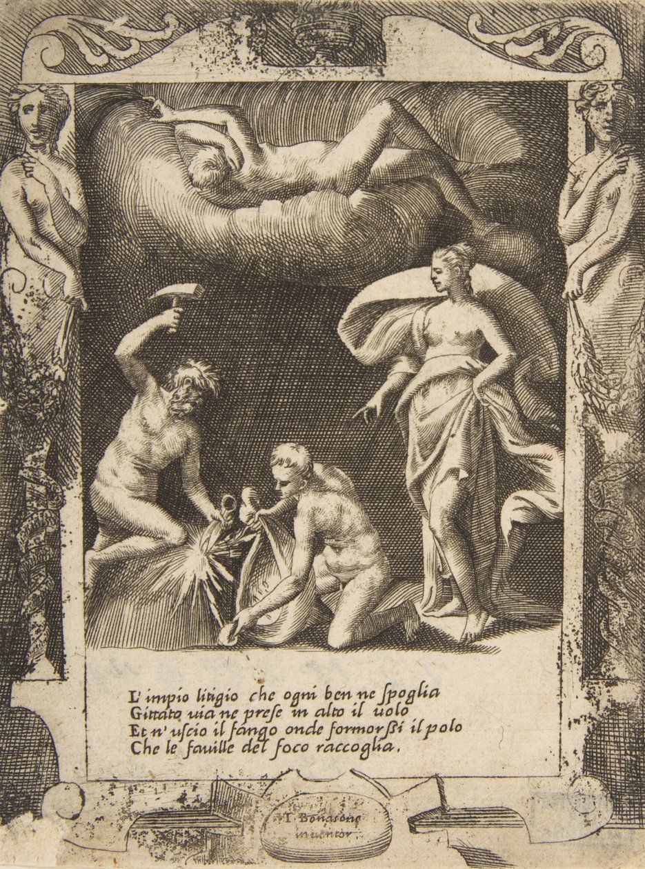 Litigium Removed from the Body of Chaos While His Mother is Thrown into the Air by Giulio Bonasone